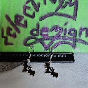Halloween 365 Black Bat Earrings